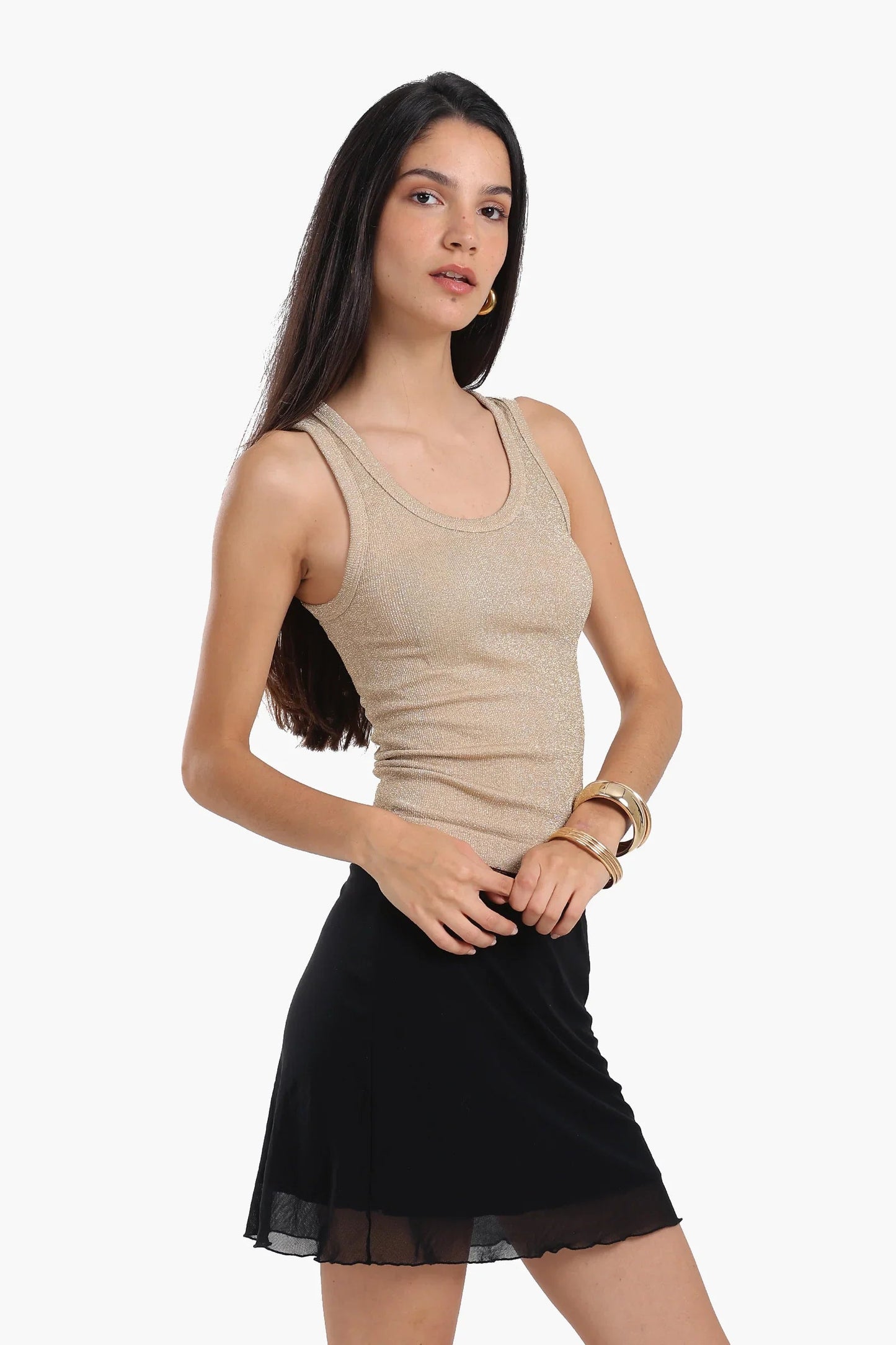 بلوزة بدون أكمام ورقبة دائرية - Carinasaudi.com