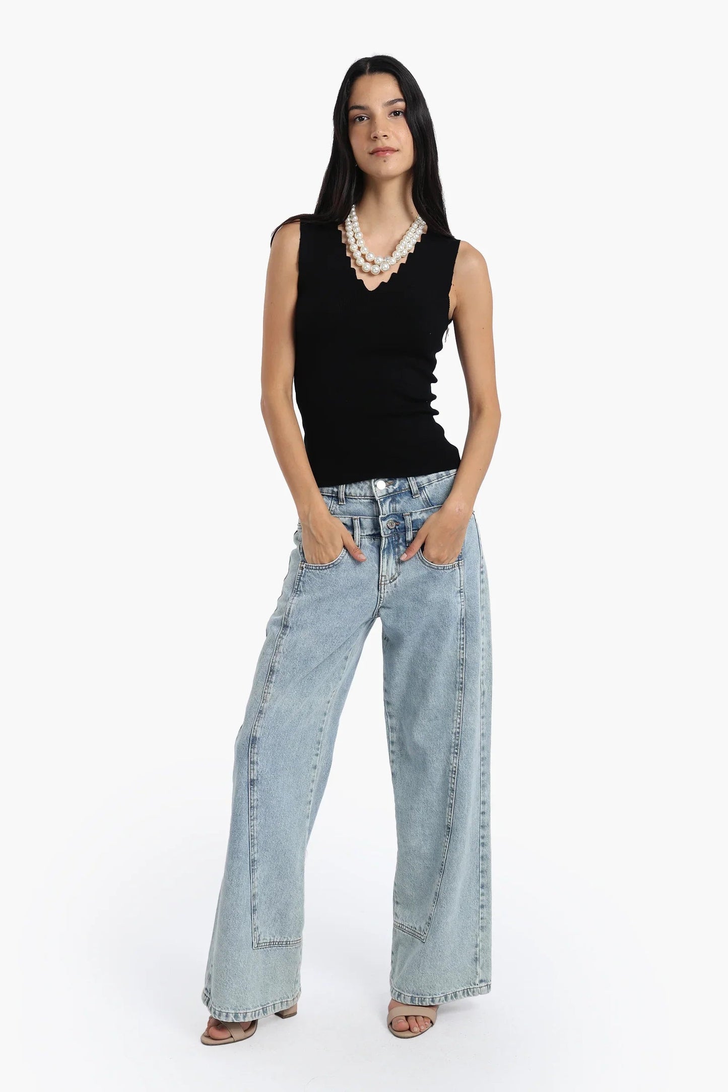 بلوزة بدون درزات بفتحة رقبة - Carinasaudi.com