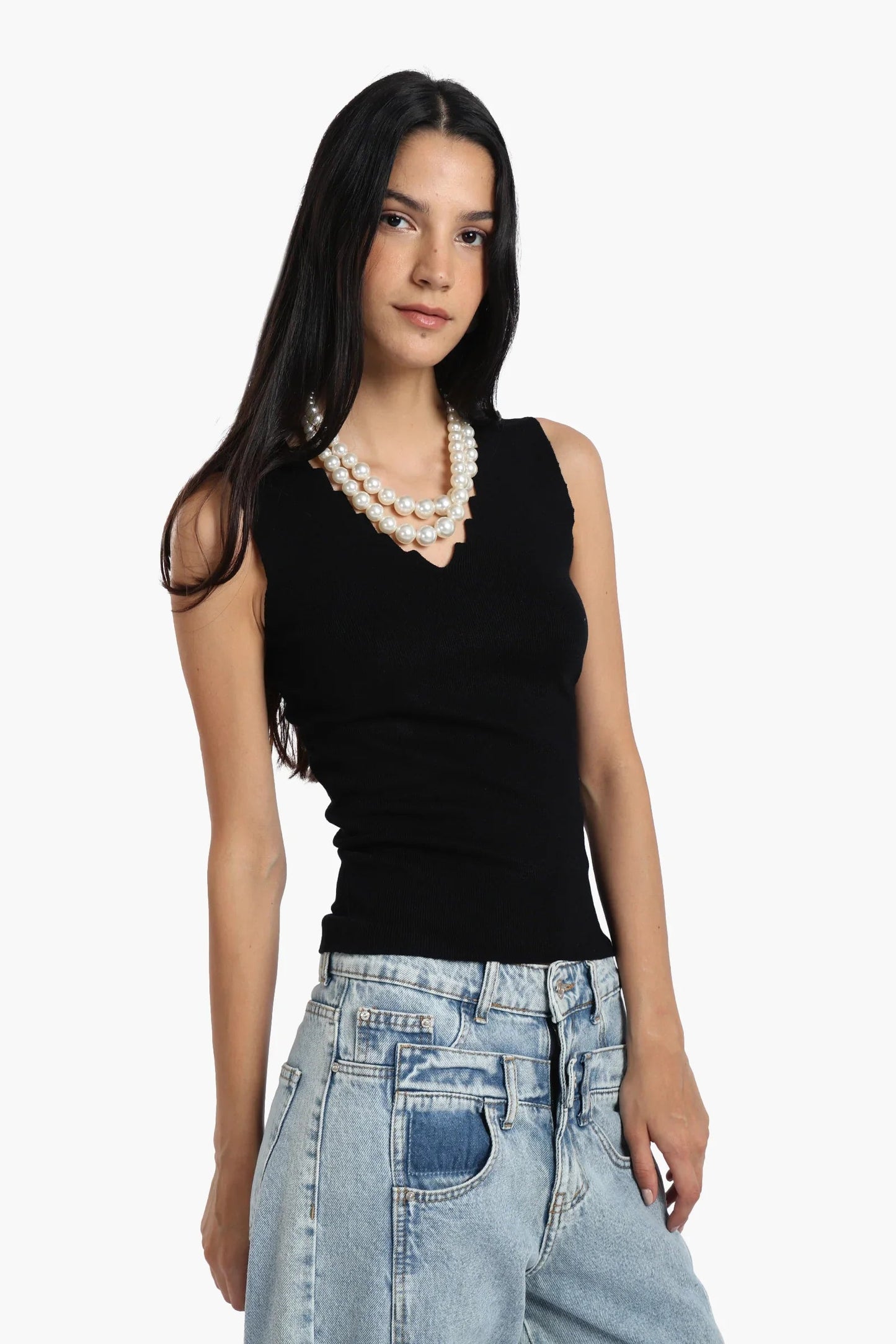 بلوزة بدون درزات بفتحة رقبة - Carinasaudi.com