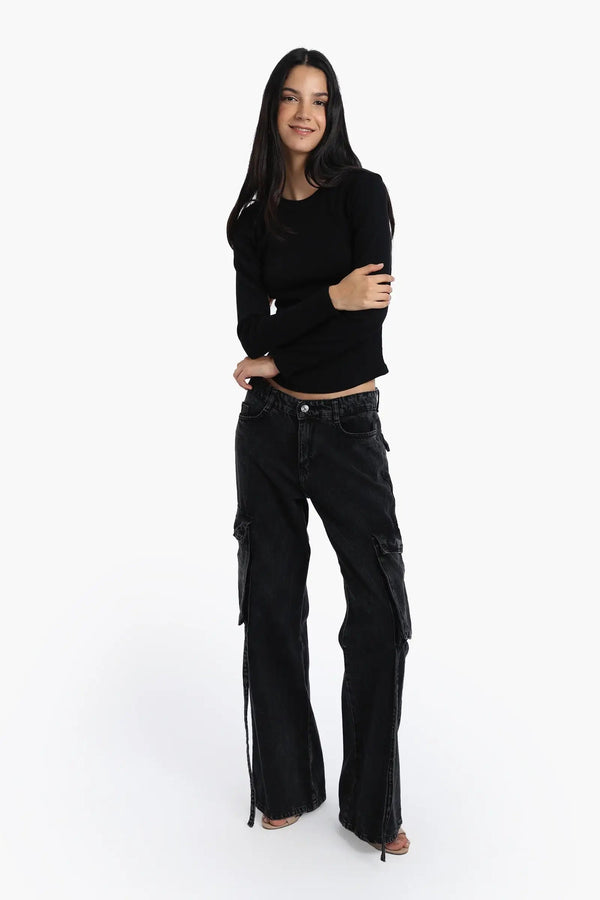 بياقة دائريه وتصميم مضلع Slim Fitتوب