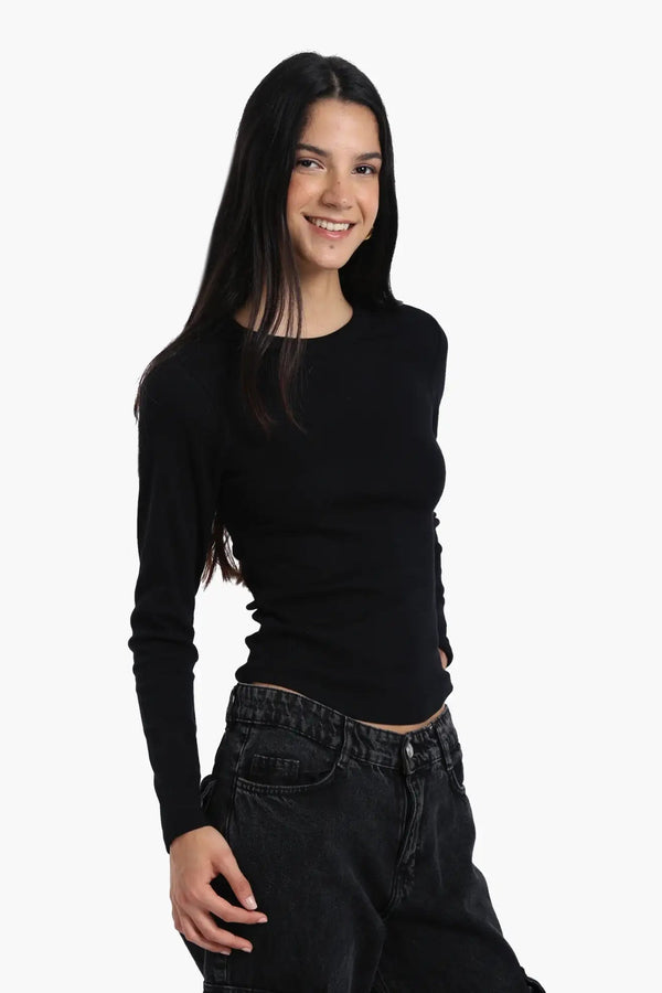 بياقة دائريه وتصميم مضلع Slim Fitتوب