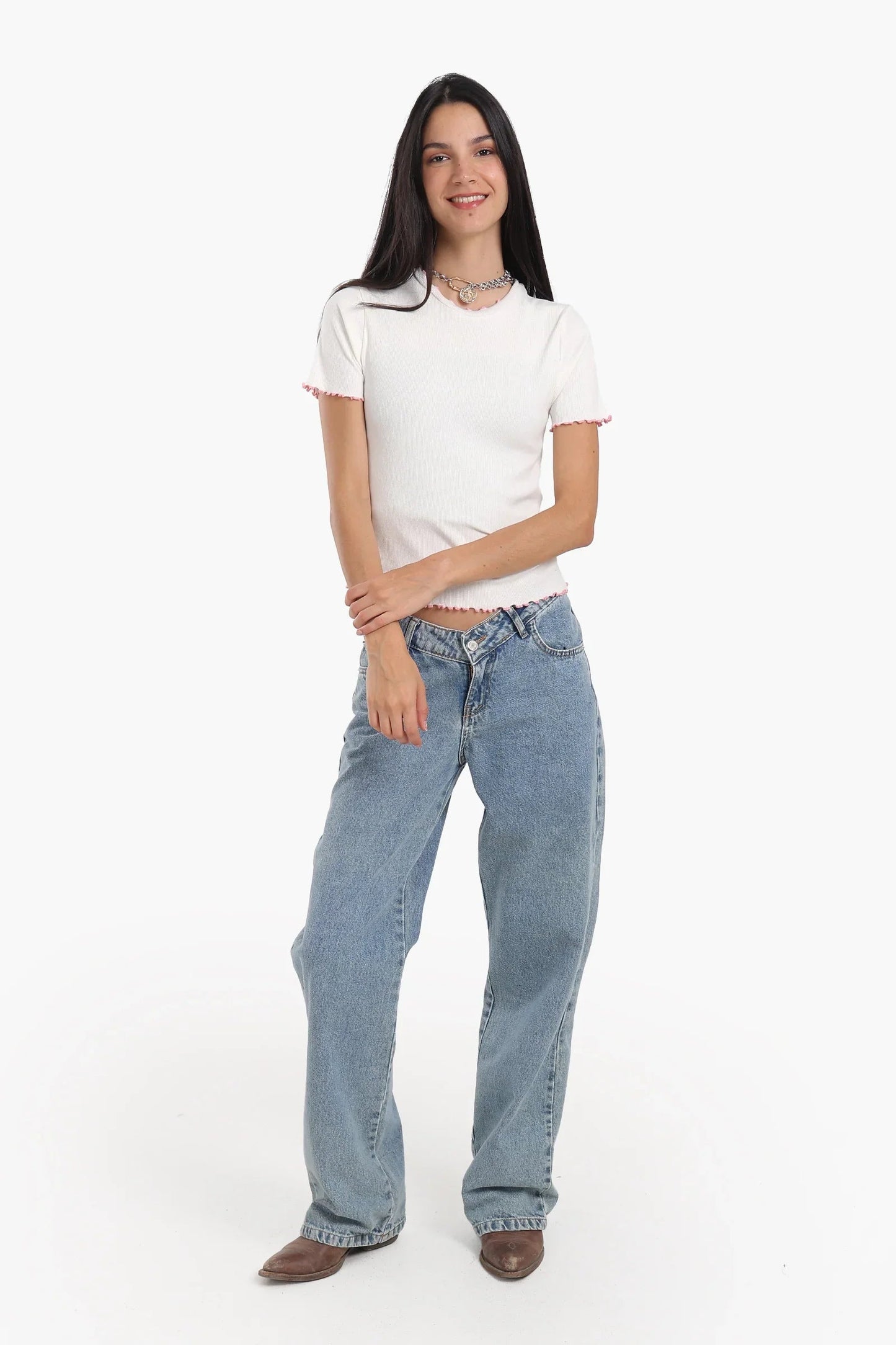 بلوزة بحواف ملونة - Carinasaudi.com