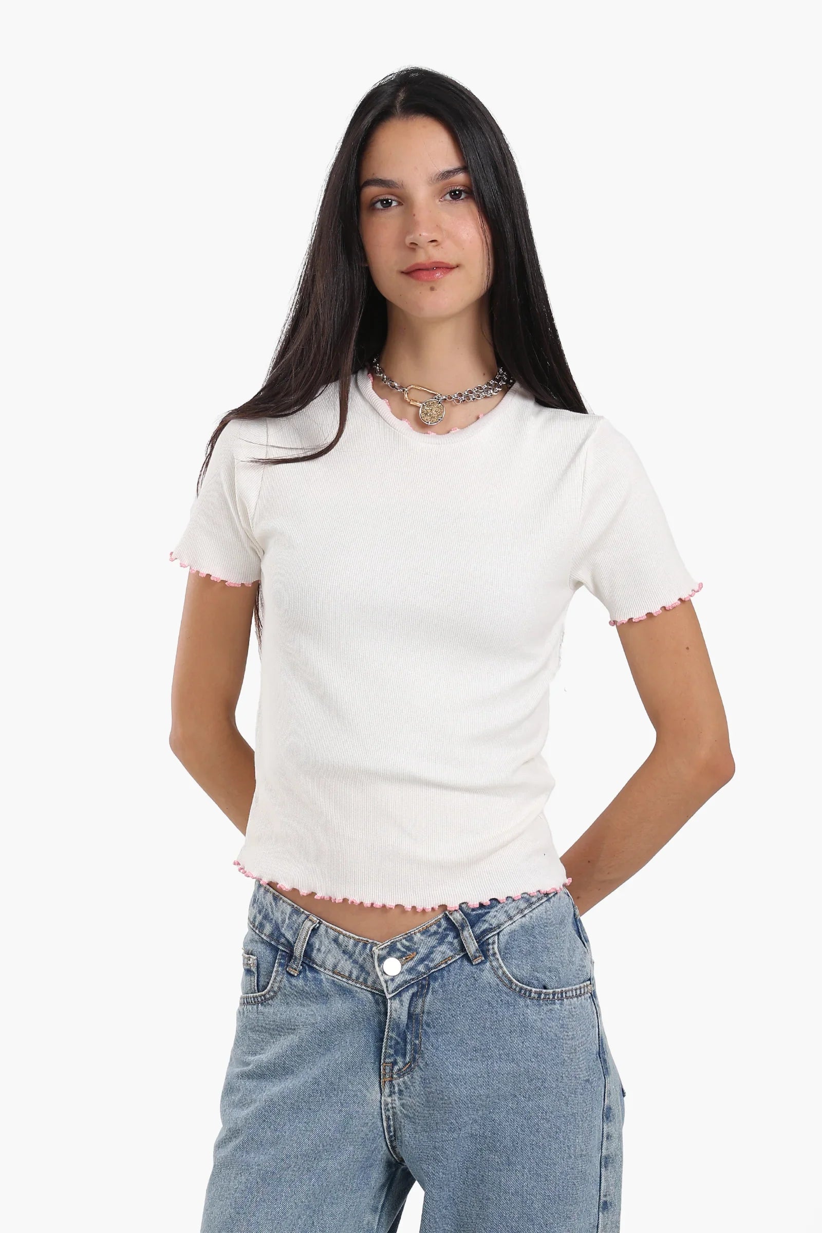 بلوزة بحواف ملونة - Carinasaudi.com