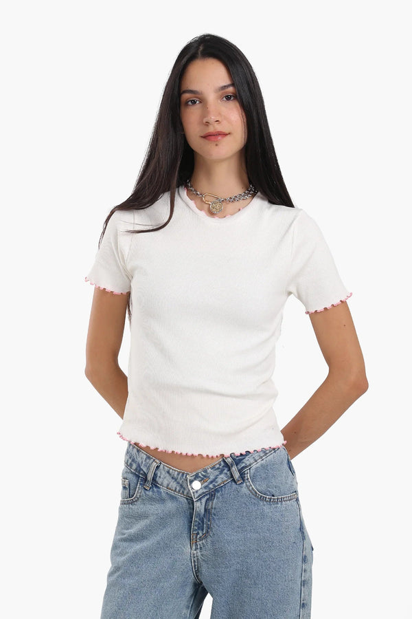 بلوزة بحواف ملونة - Carinasaudi.com