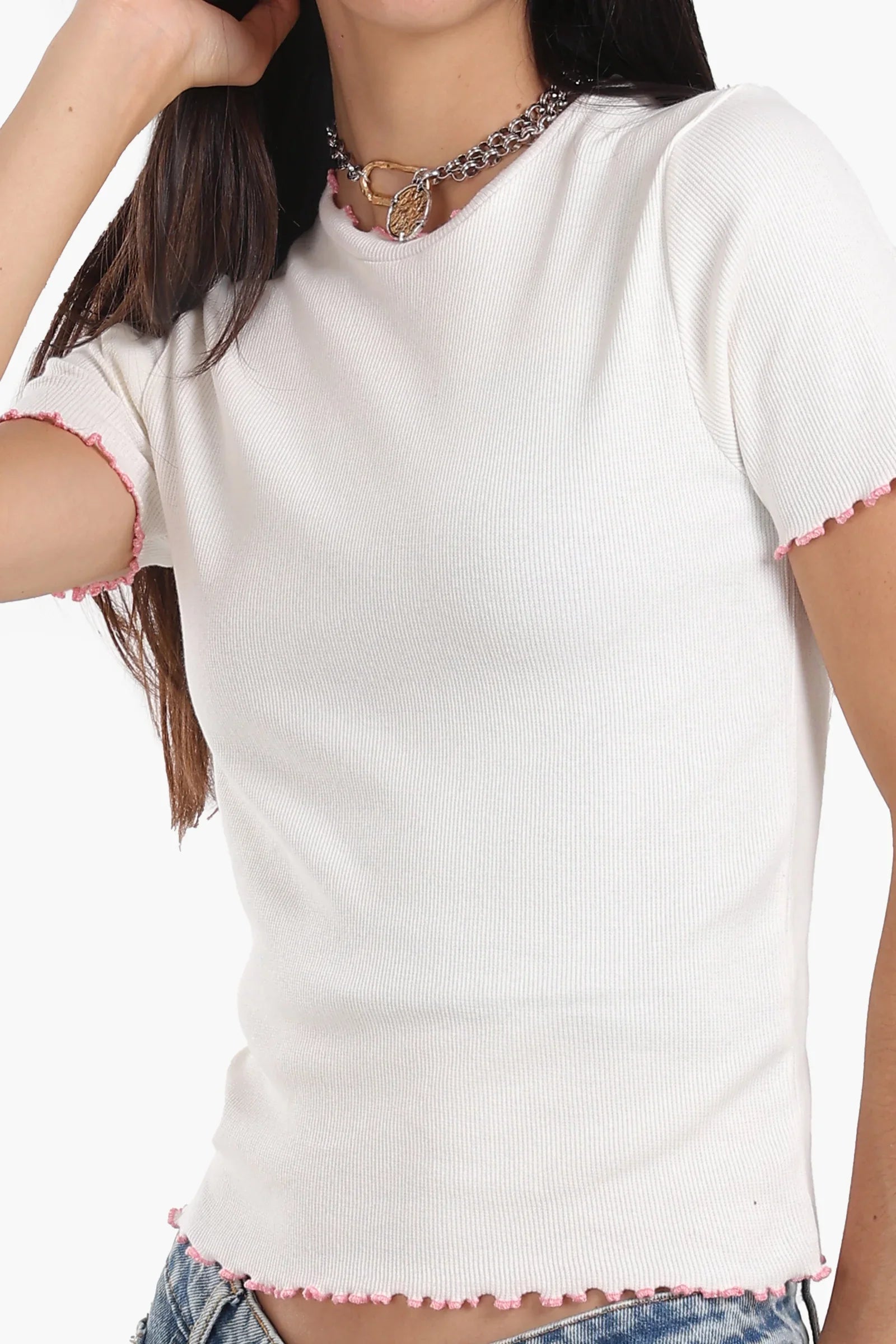 بلوزة بحواف ملونة - Carinasaudi.com