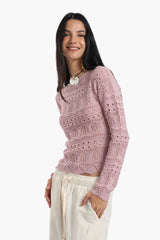 بلوزة محبوكة بأكمام طويلة - Carinasaudi.com