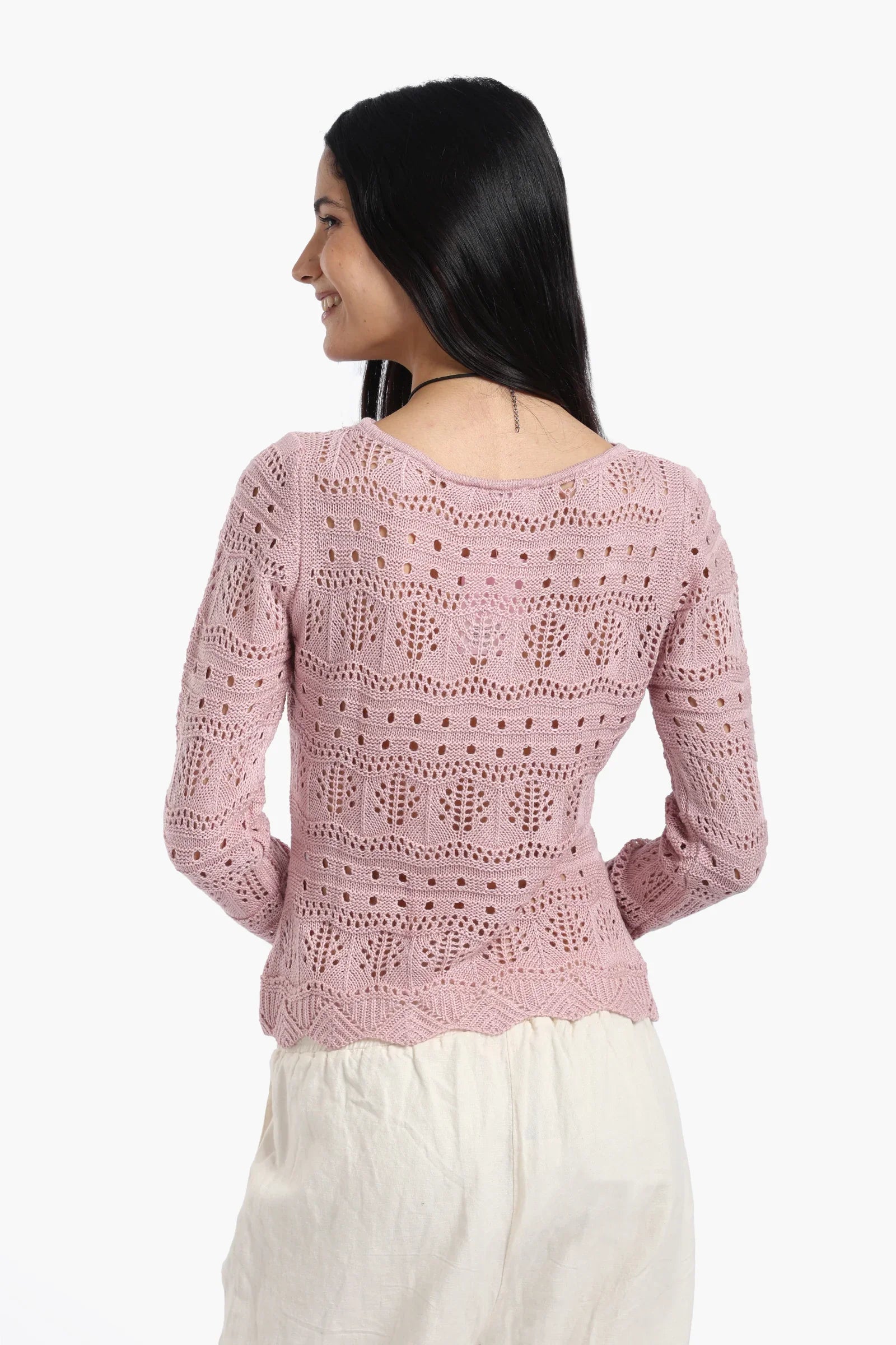 بلوزة محبوكة بأكمام طويلة - Carinasaudi.com