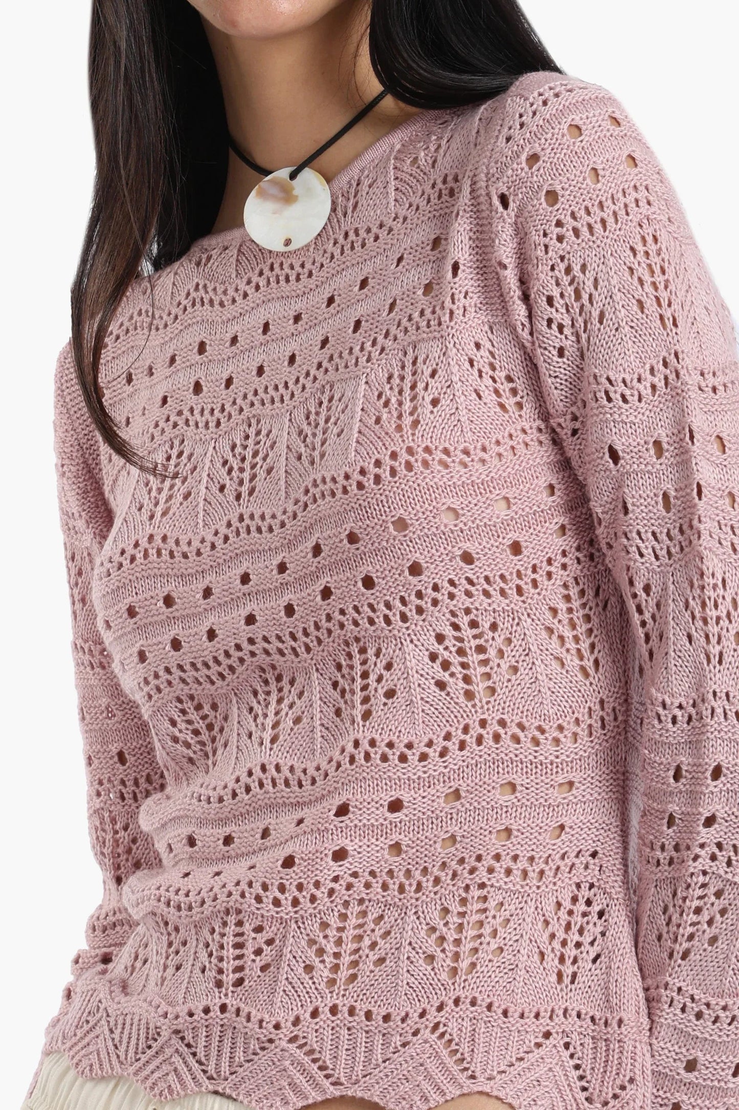 بلوزة محبوكة بأكمام طويلة - Carinasaudi.com