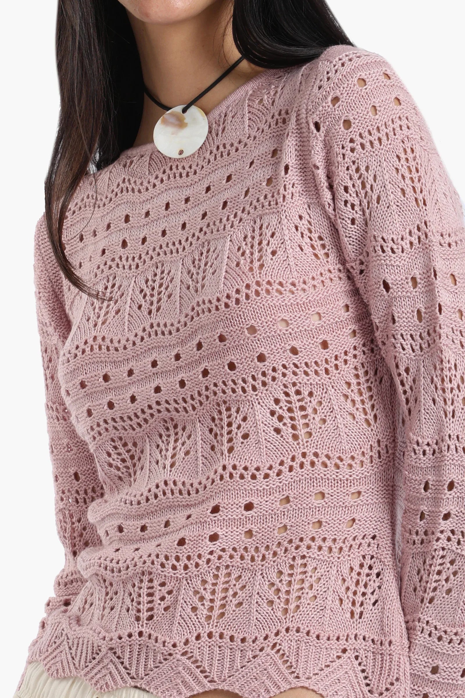 بلوزة محبوكة بأكمام طويلة - Carinasaudi.com