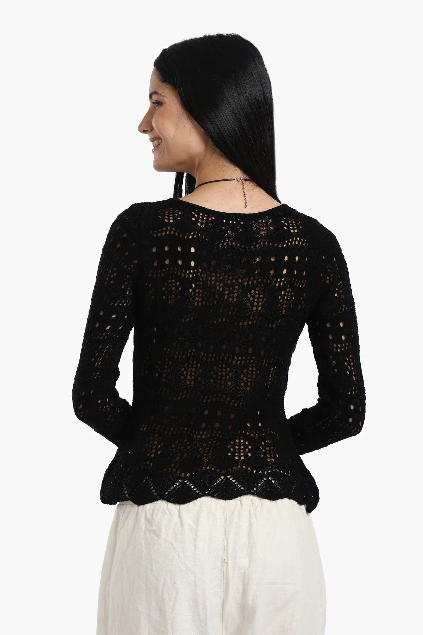 بلوزة محبوكة بأكمام طويلة - Carinasaudi.com