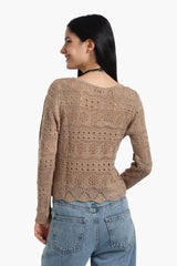 بلوزة محبوكة بأكمام طويلة - Carinasaudi.com