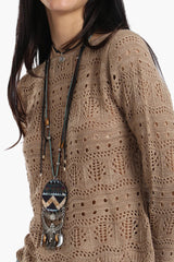 بلوزة محبوكة بأكمام طويلة - Carinasaudi.com