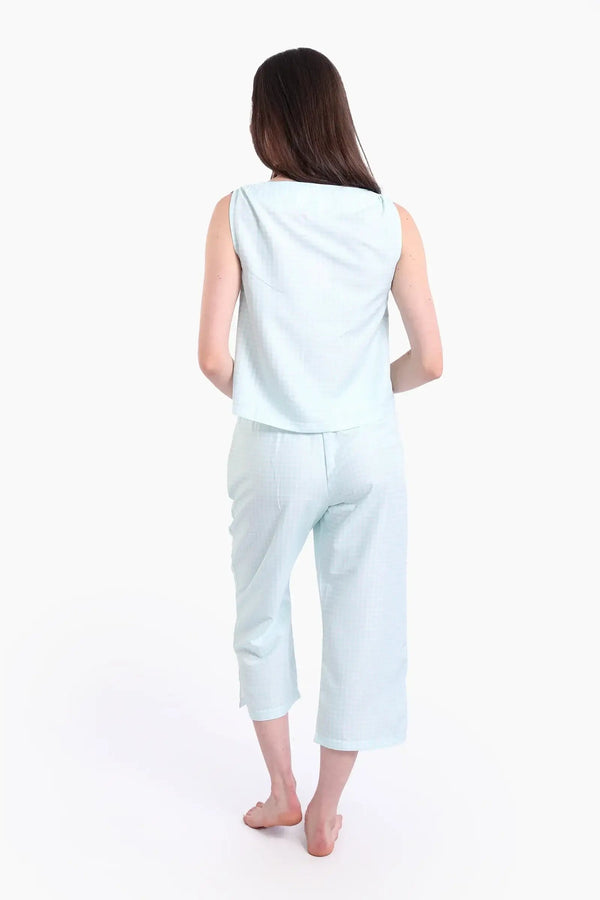 طقم بيجامة من قماش التنسل المربع