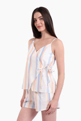 بيجاما شورت بقصة لف بطبعة مخططة - Carinasaudi.com