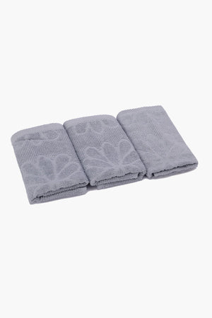 Set of 3 ribbed floral towels
