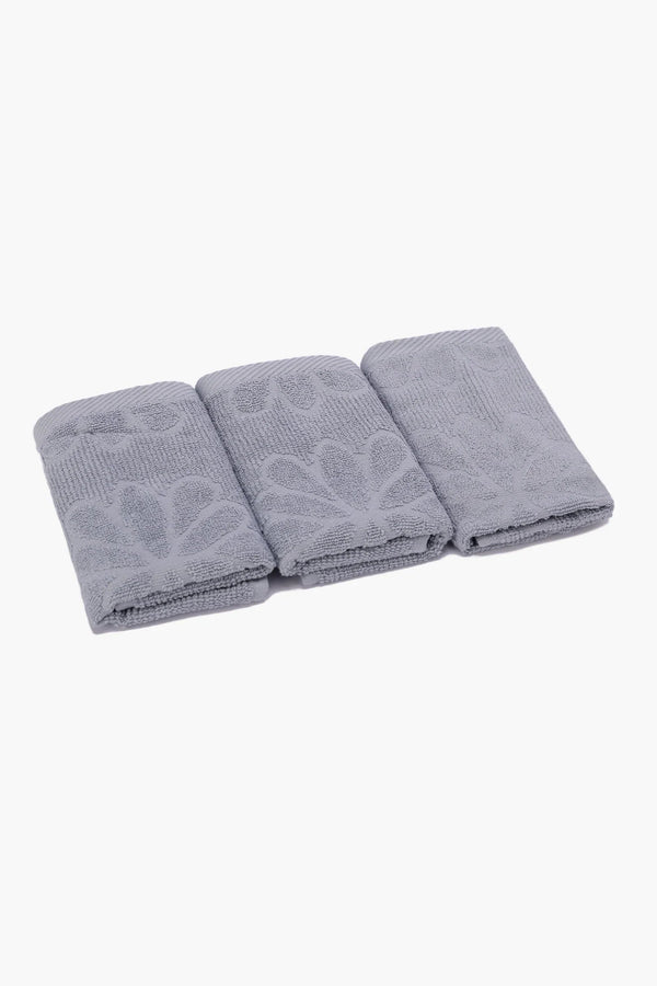 Set of 3 ribbed floral towels