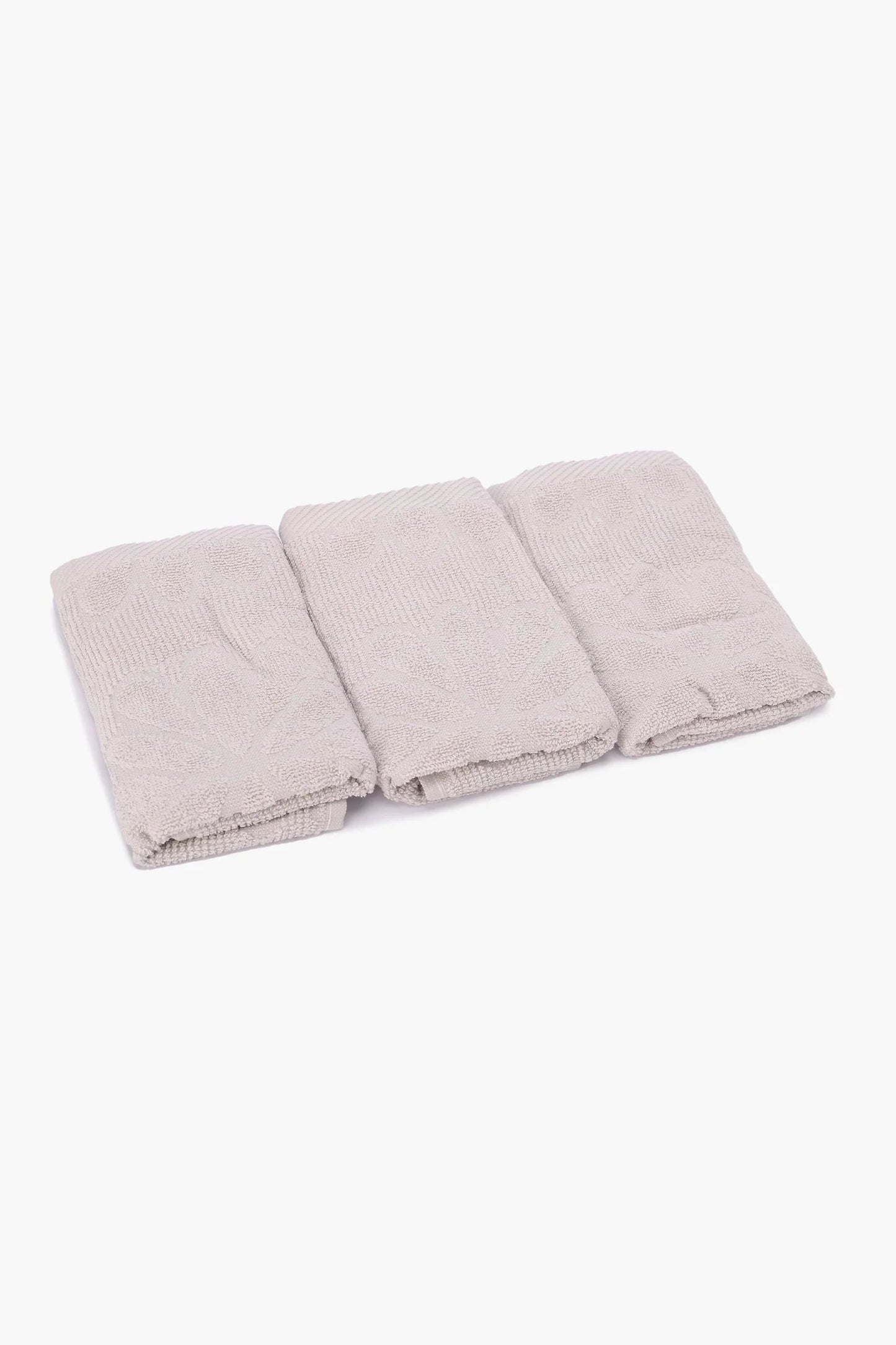 طقم مكون من ٣ مناشف مضلعة مزخرفة بالزهور - Carinasaudi.com