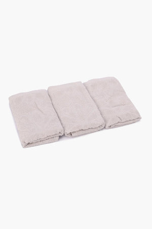 Set of 3 ribbed floral towels