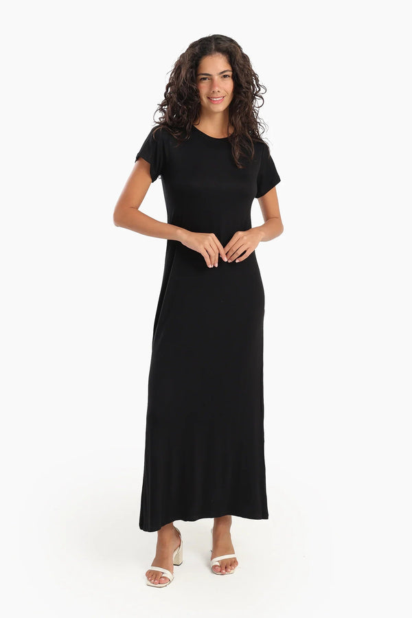 فستان طويل باكمام قصيرة - Carinasaudi.com