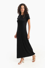 فستان طويل باكمام قصيرة - Carinasaudi.com