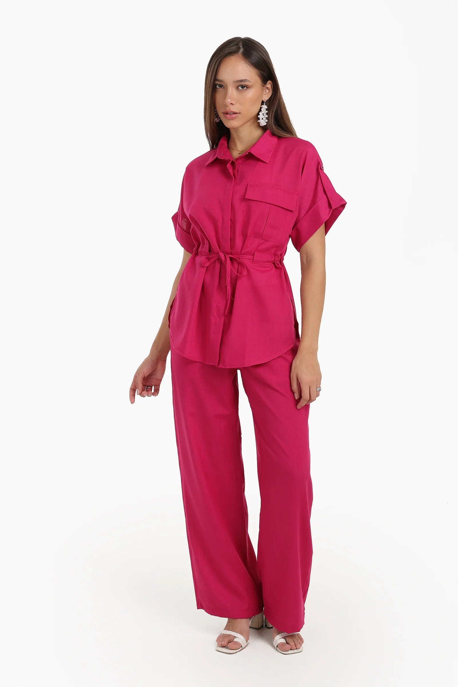 بنطال بخصر عالي و بقصة ساق واسعة - Carinasaudi.com