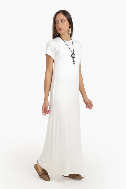 فستان طويل باكمام قصيرة - Carinasaudi.com