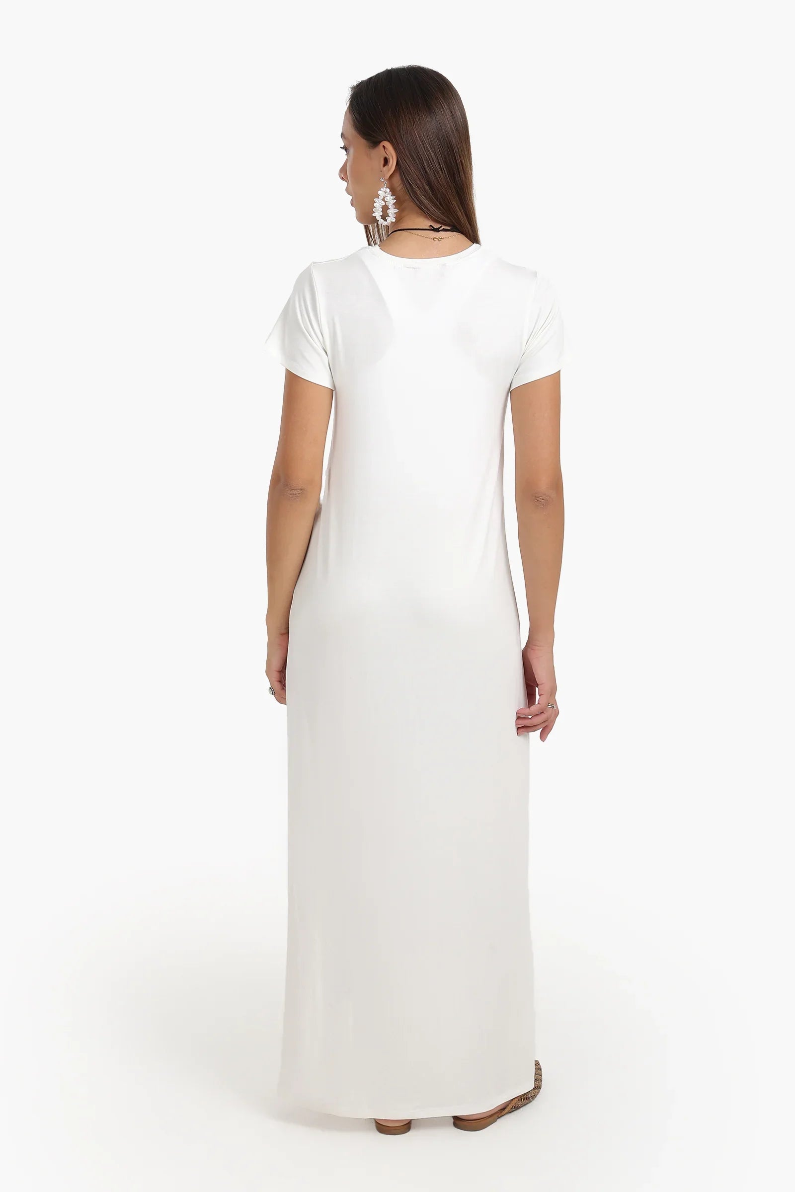 فستان طويل باكمام قصيرة - Carinasaudi.com