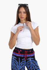 بلوزة دون درزات مضلعة باكمام قصيرة - Carinasaudi.com