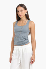 بلوزة سادة بدون اكمام - Carinasaudi.com