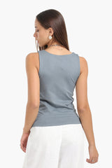 بلوزة سادة بدون اكمام - Carinasaudi.com