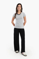 بلوزة سادة برقبة دائرية - Carinasaudi.com