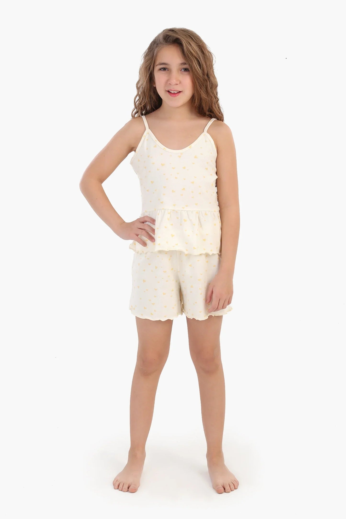 طقم بيجامة بناتي بحواف مكشكشة - Carinasaudi.com