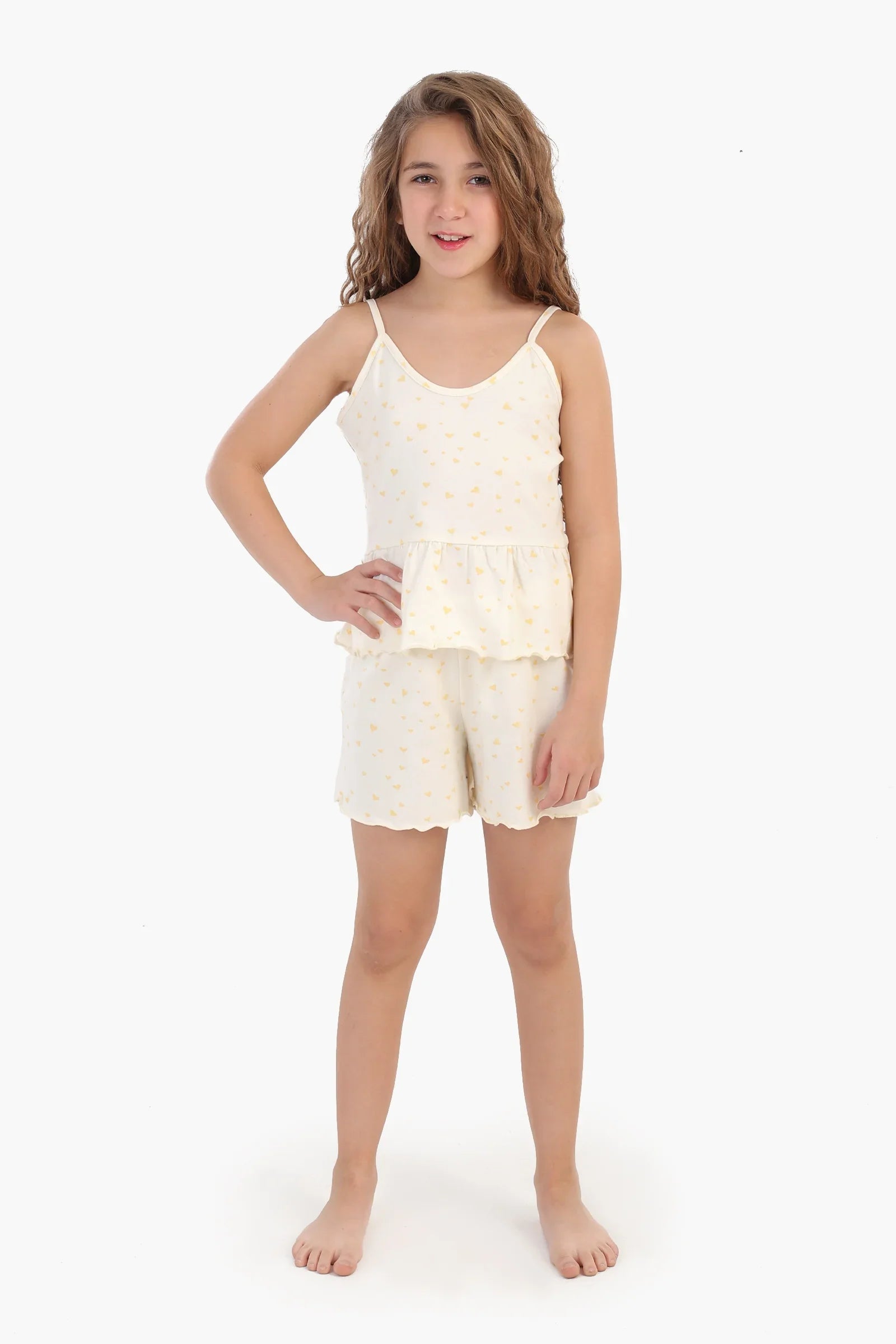 طقم بيجامة بناتي بحواف مكشكشة - Carinasaudi.com