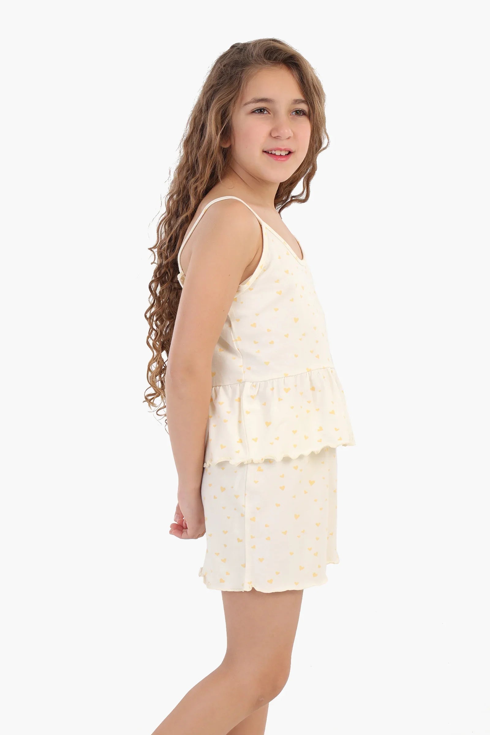 طقم بيجامة بناتي بحواف مكشكشة - Carinasaudi.com