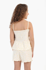 طقم بيجامة بناتي بحواف مكشكشة - Carinasaudi.com