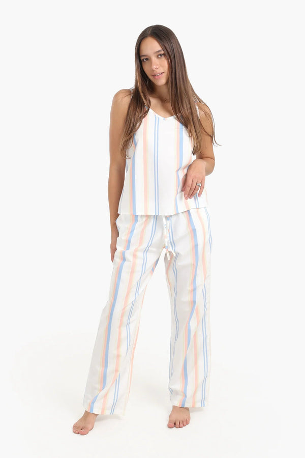 Multi-colored striped pajamas