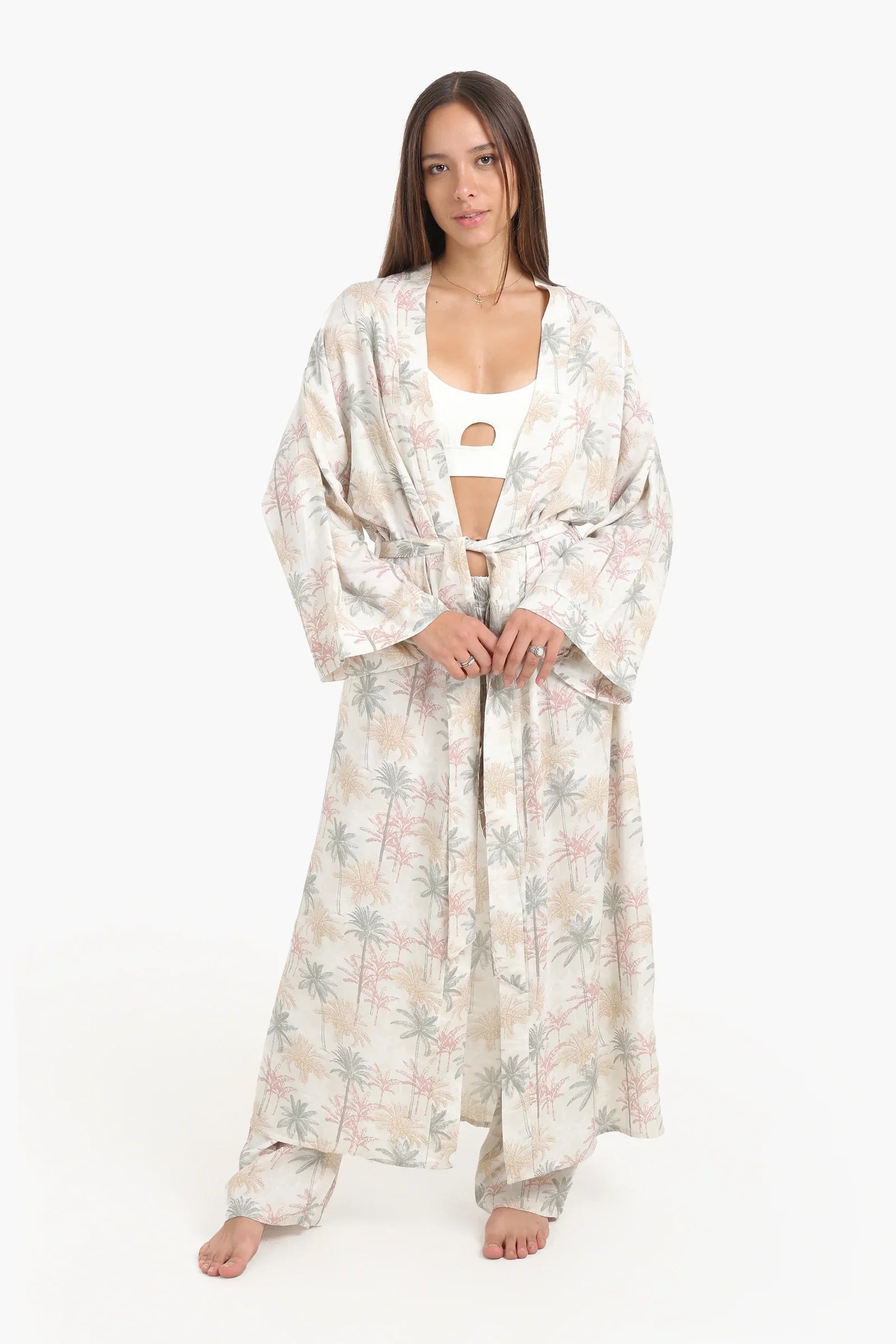 روب طويل بطبعة أشجار النخيل - Carinasaudi.com