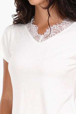 Pajama set with lace trim