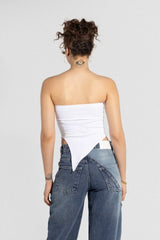 بلوزة بدون اكمام  بحواف غير متماثلة - Carinasaudi.com