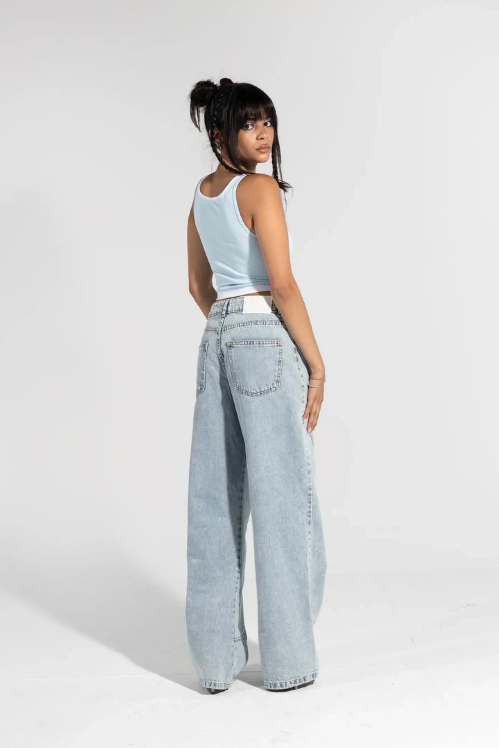 بنطال جينز بخصر مزدوج - Carinasaudi.com