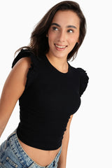 بلوزة بأكمام قصيرة مكشكشة - Carinasaudi.com