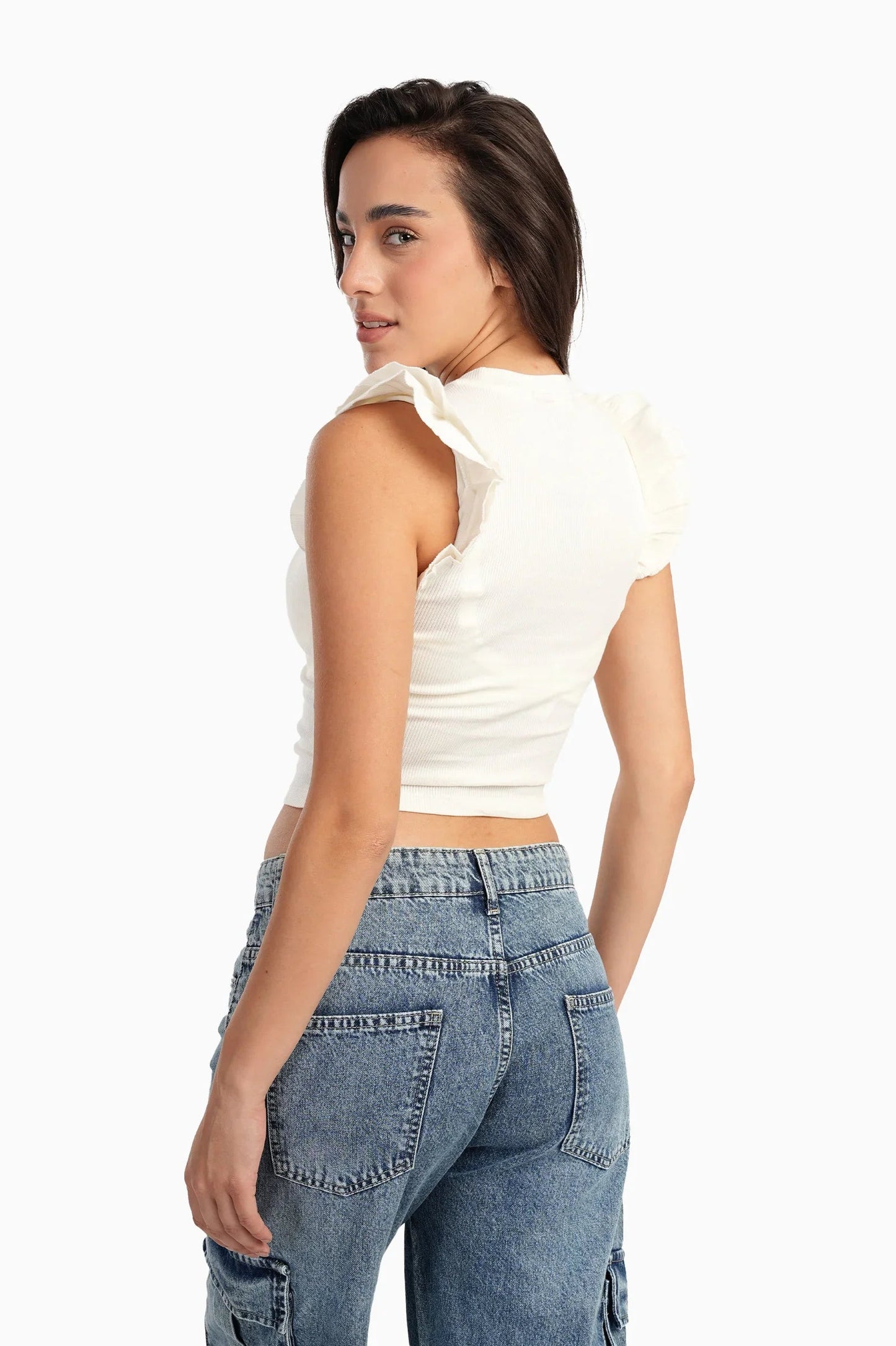 بلوزة بأكمام قصيرة مكشكشة - Carinasaudi.com