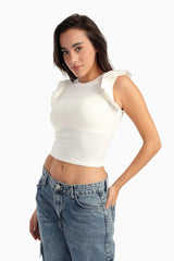 بلوزة بأكمام قصيرة مكشكشة - Carinasaudi.com