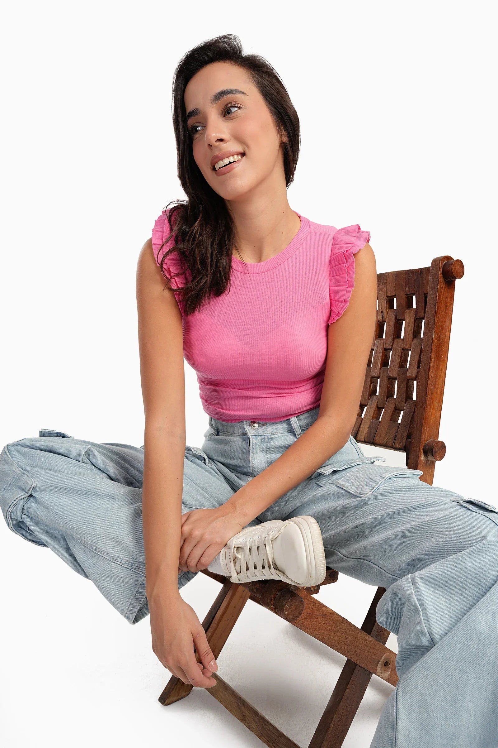 بلوزة بأكمام قصيرة مكشكشة - Carinasaudi.com