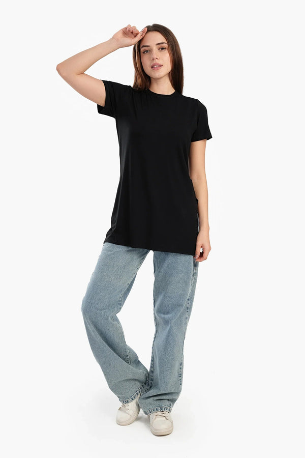 Long blouse with short sleeves