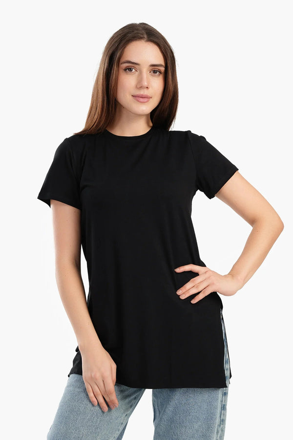 Long blouse with short sleeves
