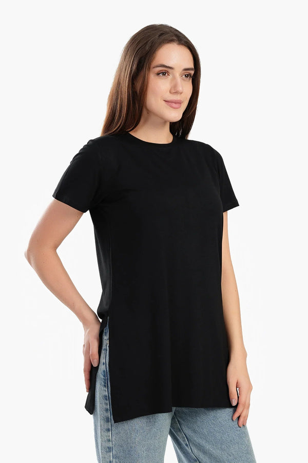 Long blouse with short sleeves