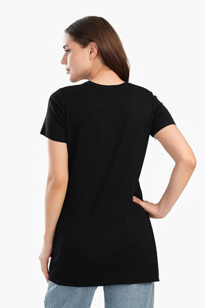 Long blouse with short sleeves