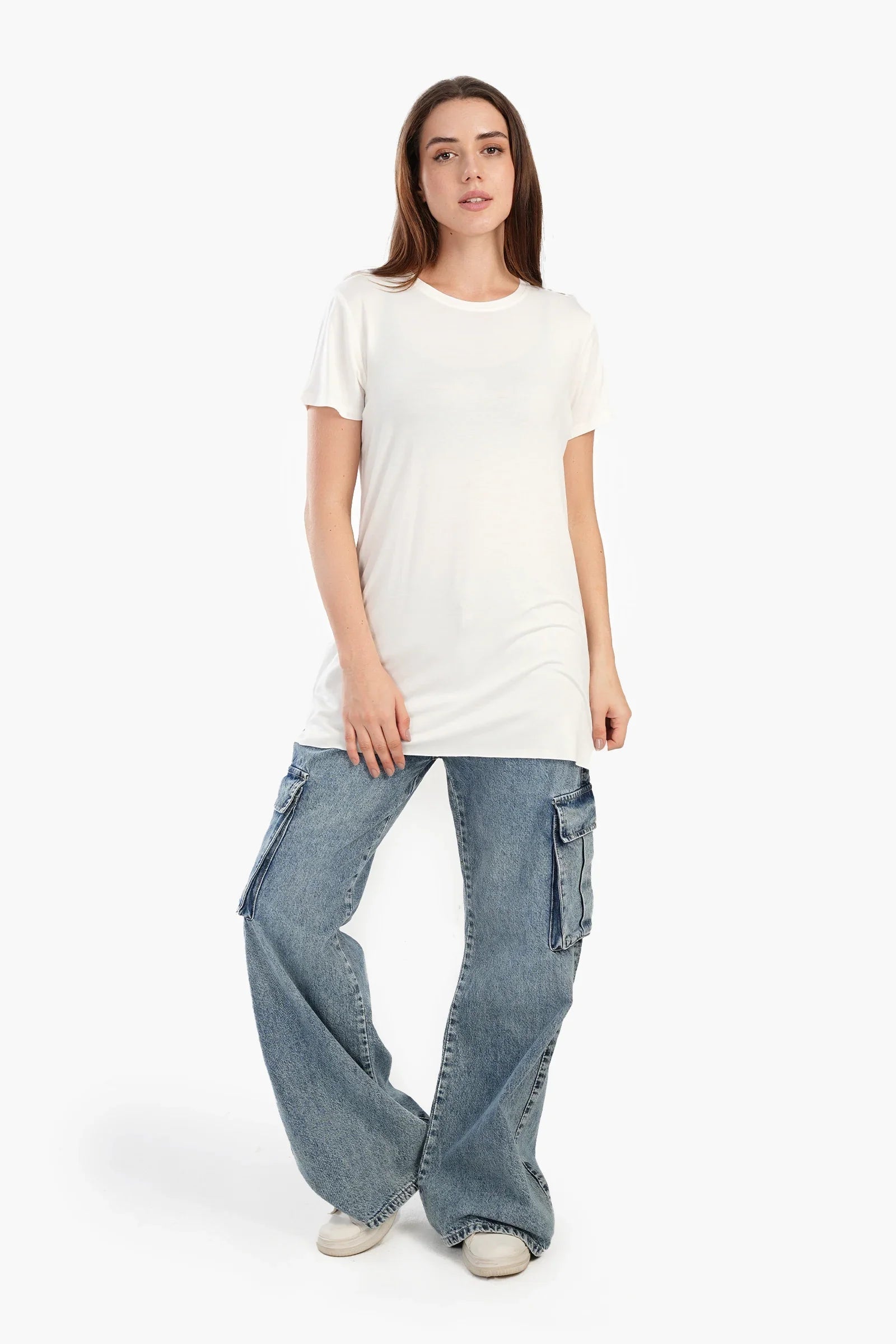 بلوزة طويلة باكمام قصيرة - Carinasaudi.com