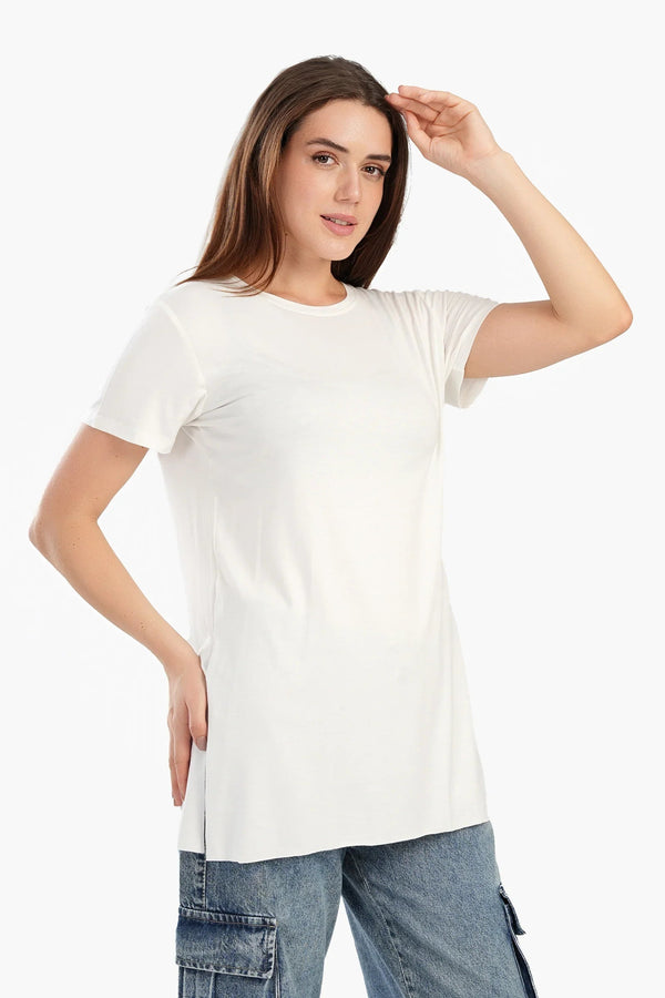 Long blouse with short sleeves
